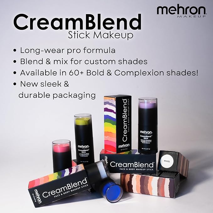 Mehron Makeup CreamBlend Stick | Face Paint, Body Paint, & Foundation Cream Makeup | Body Paint Stick Perfect for Halloween .75 oz (21 g) (Medium 2)