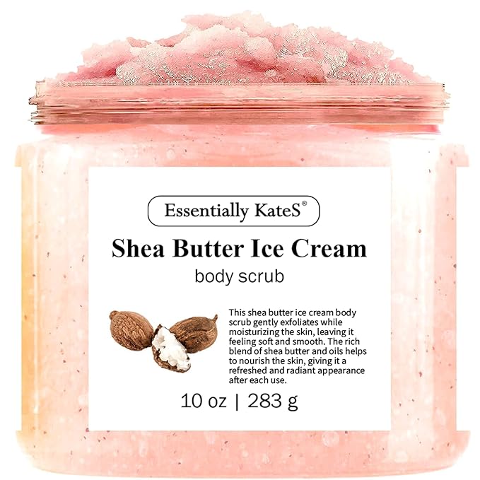 Shea Butter Ice Cream Body & Foot Scrubs 10 Oz - a Soft Serve Texture with a Nice soothing and Moisturizing Effect. Scent is Beautiful - The best stocking stuffer.