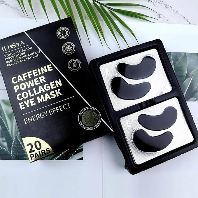 ROUSE 40 Pairs - Caffeine Under Eye Patches Eye Treatment Mask for Dark Circles Eye Fatigue Puffiness Refreshing Revitalizing Skin Care Eye Gel Pads (2 Boxes)