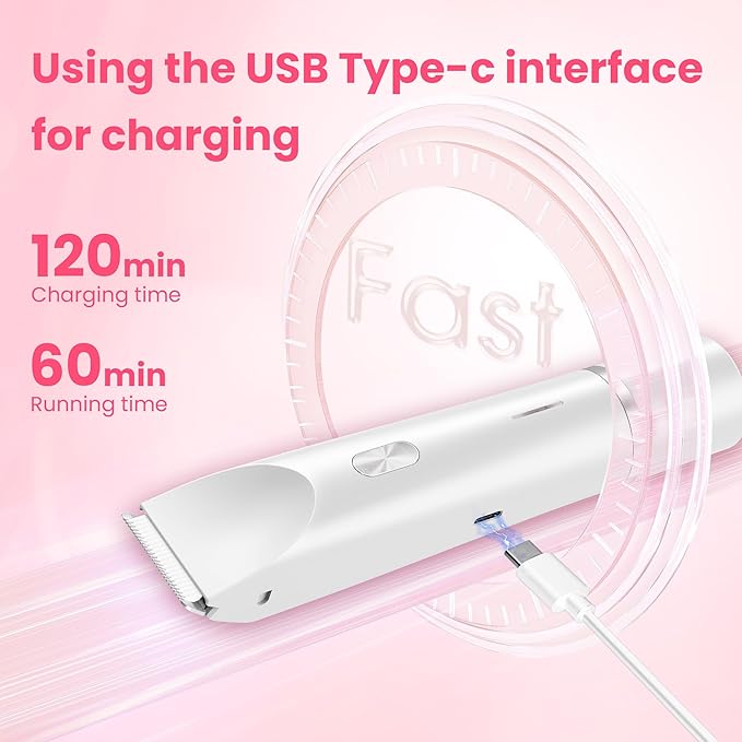 Bikini Trimmer for Women-2 in 1 Electric Razors for Women,USB Rechargeable Bikini Electric Shaver,IPX7 Waterproof Dry & Wet Use Body Hair Trimmer and Facial Hair Remover for Underarm Leg Body,White