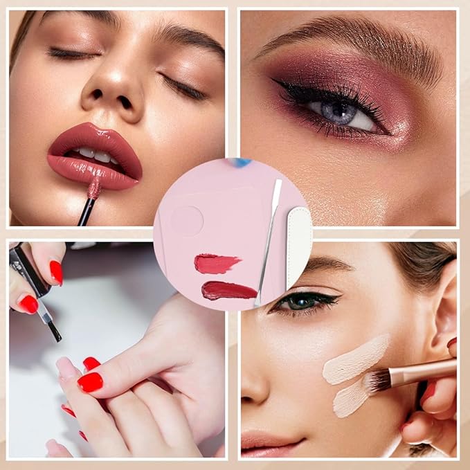 2 Pcs Acrylic Cosmetic Makeup Palette with 2 Pcs Makeup Spatula,Foundation Palette,Makeup Mixing Palette for Foundation Eye Shadow Lipsticks Nail Art