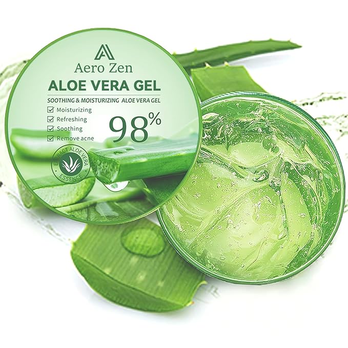 Organic Aloe Vera Gel for Face & Body Made within 12 Hours of Harvest, 98% Pure Aloe Vera Gel for Skin,Scalp,& Hair, Soothing Aloe Face Moisturizer,Multipurpose Skin Care（10oz）