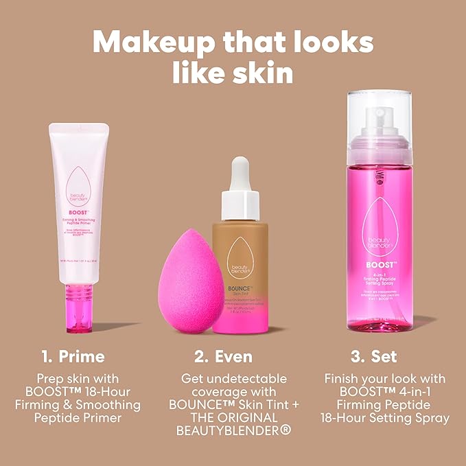 Beautyblender 12-Hour Always on Radiant Skin Tint, Breathable Serum Foundation Stays Put for All Day Long Wear, Infused with Hyaluronic Acid & Niacinamide, Medium 3