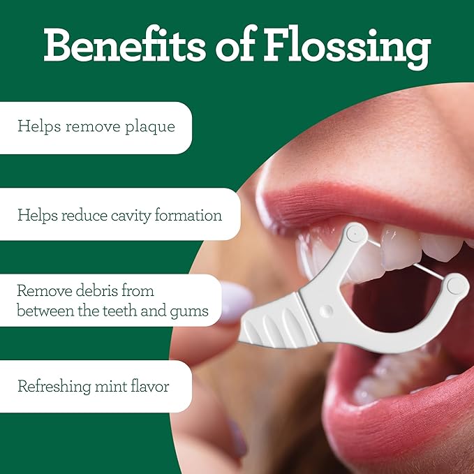 GuruNanda 2 in 1 Dental Floss Picks - Non-Slip Grip Handle, Slide Easy, No Break or Shred Flosser - Complete Oral Care with Interdental Pick for Healthy Teeth & Gums - Mint Flavor, 90 Count (1 Pack)