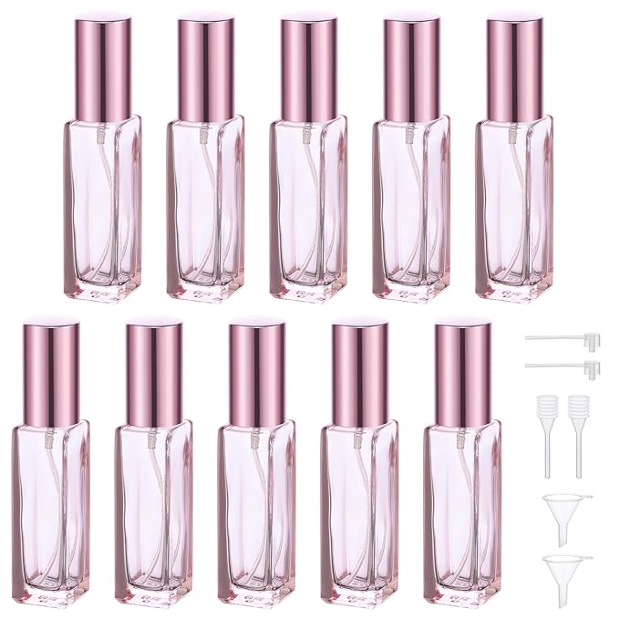 Segbeauty 10ML Refillable Perfume Bottle, 10 Packs Fine Mist Atomizer Sprayer, Empty Glass Spray Bottle Mini Portable Travel Atomizer for Toiletries, Fragrance Scent Pump Dispenser