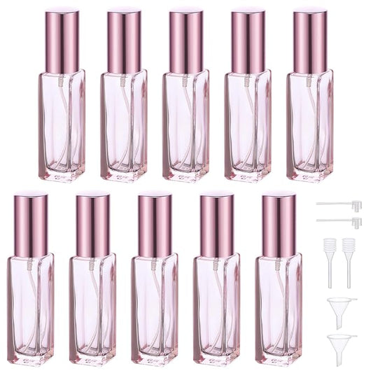 Segbeauty 10ML Refillable Perfume Bottle, 10 Packs Fine Mist Atomizer Sprayer, Empty Glass Spray Bottle Mini Portable Travel Atomizer for Toiletries, Fragrance Scent Pump Dispenser