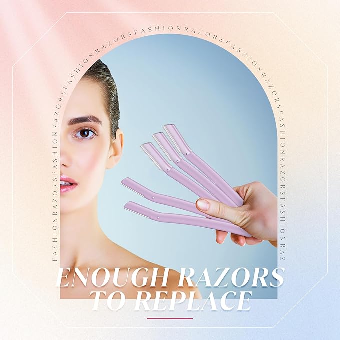 Lasnten 6Pcs Dermaplane Razor Eyebrow Facial Razor for Women Men Single Blade Multipurpose Eyebrow Trimmer Skin Hair Removal Shaver Face Razor Dermaplaning Exfoliating Tool Include Blade Cover(Purple)