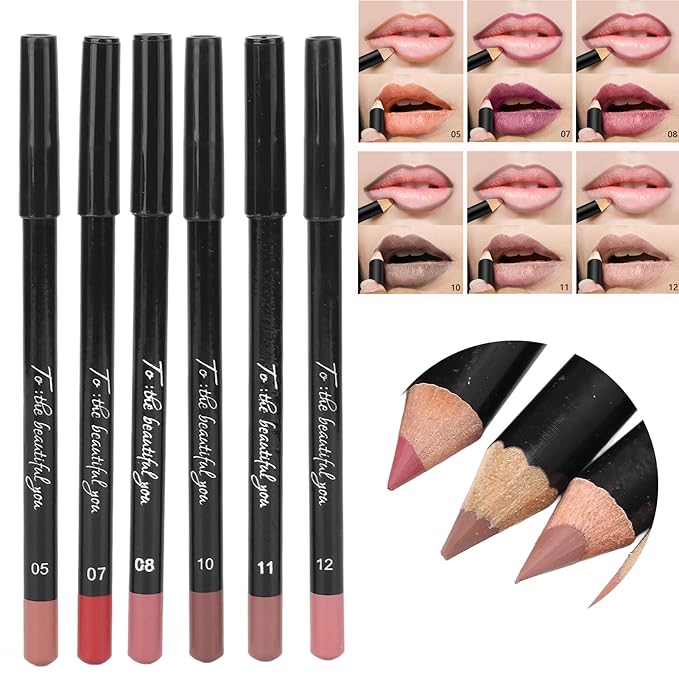 6pcs Lip Liner, Professional Waterproof Matte Long Lasting Long