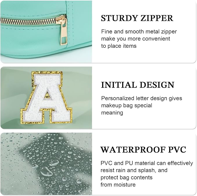 YOOLIFE Initial Travel Toiletry Bag, Clear Makeup Bag Preppy Cosmetic Bags Organizer Travel Essentials Gifts for Women Teen Girlfriend Teacher Mom Birthday Clear Makeup Bags With Zipper Blue I