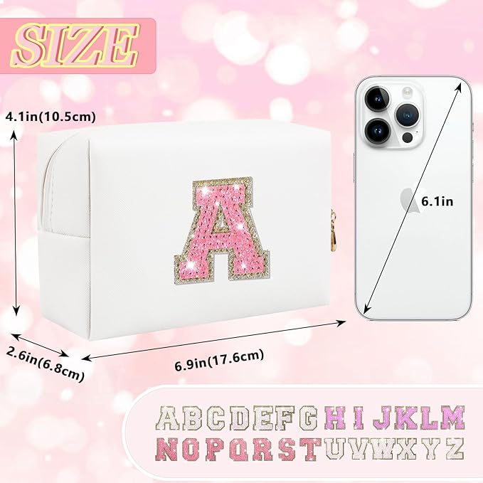 Personalized initial letter makeup bag,