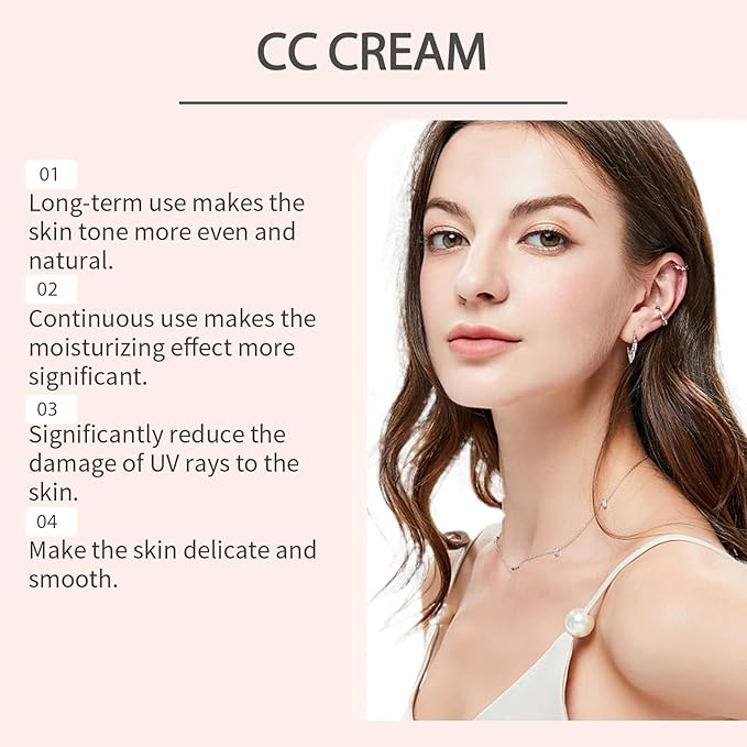 Cc Cream For Older Women,CC Cream Skin Tone Adjusting for Mature Skin, Anti-Aging Sunscreen Foundatio with Moisturizer, Full Coverage, Lightweight