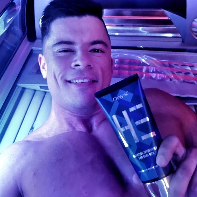 Onyx HE Tanning Lotion for Men - Indoor Tanning Accelerator with Bronzer - Mens Tanning Lotion for Quick & Dark Tan - Bronzing Lotion with Skin Firming, Muscle Bronzing Complex, & Moisturizing Formula