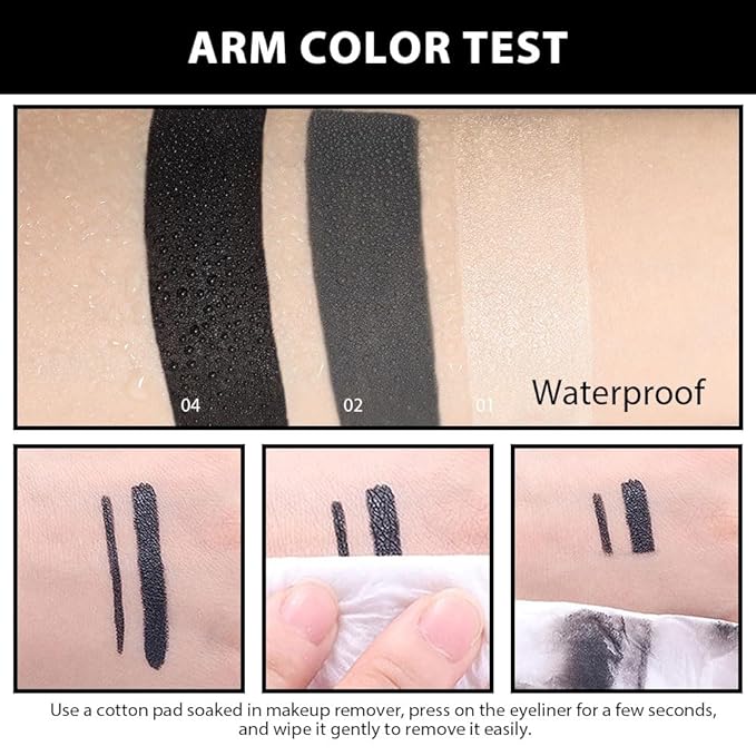 Kaely 2Pcs Black Silver Gel Eyeliner Pencil,Natural Cream Eye Liner Waterproof Smudge Proof,Cat Eye Black Smokey Eyeshadow Palette Stick Crayon,Goth Halloween Makeup,delineador de ojos contra el agua