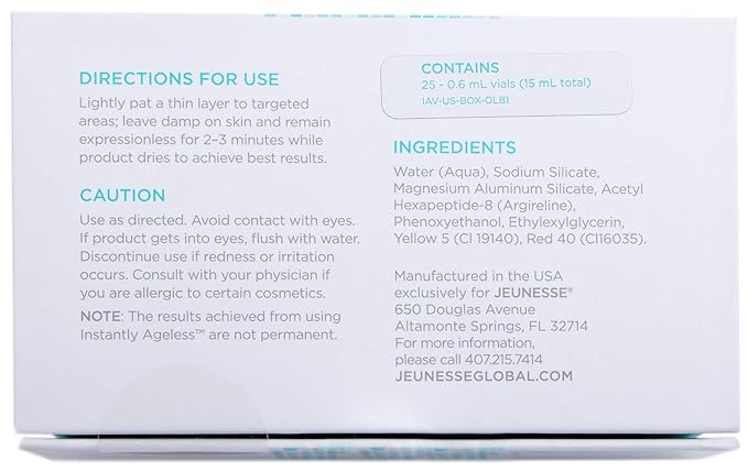 Instantly Ageless Facelift in A Box - Instant Eye Bag Remover Puffiness -1 Box of 25 Vials - Instant Under Eye Bags Remover - Wrinkle Tightener - Instant Wrinkle Remover for Face Instant Lift