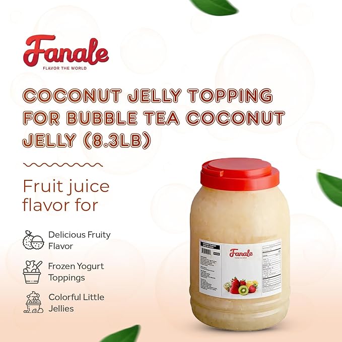 New Fanale Coconut Jelly Topping nata de coco for Boba Tea | Ice Cream | Yogurt | Smoothie | Milk Tea | Desserts Coconut, 8.3 pound (Pack of 4) | JEL012-CS