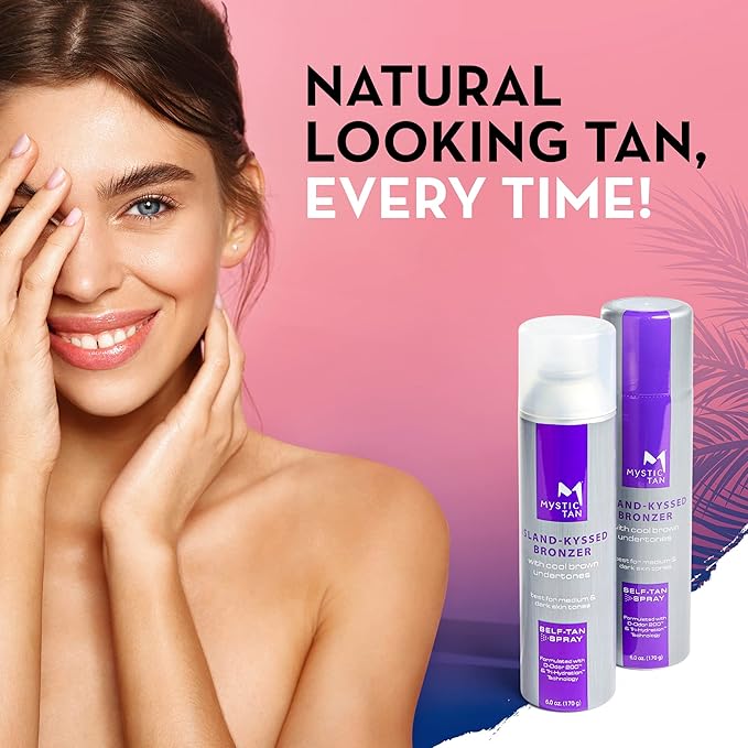 Mystic Tan Sunless Self Tanner Airbrush Spray Tan with Bronzer - Island-Kyssed, 6 Ounces