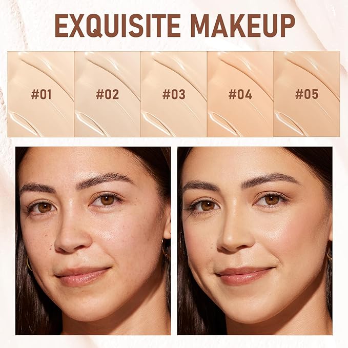 2PCS Long-Lasting Concealer Foundation Stick, Full Coverage Foundation Stick, 2-in-1 Contouring foundation with Brush, Cover Blemishes for All Skin Types (04#Wheat)