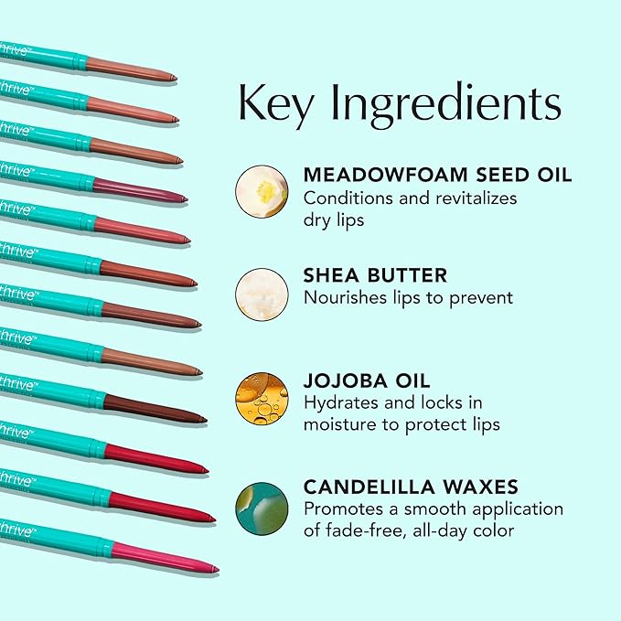 Thrive Causemetics Lip Filler Long-Wearing + Plumping Lip Liner, Shea Butter Hydrating Lip Plumper Retractable Lip Liner Pencil, Built In Sharpener, Vegan & Cruelty Free, Ruth (Peach Taupe)