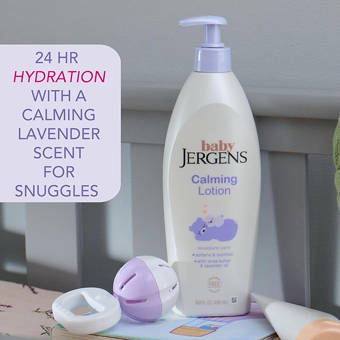 Jergens Baby Calming Lotion, Baby Calming Lotion, Lavender Baby Lotion, Baby Moisturizer with Shea Butter and Lavender Oil, 16.8 Fl Oz