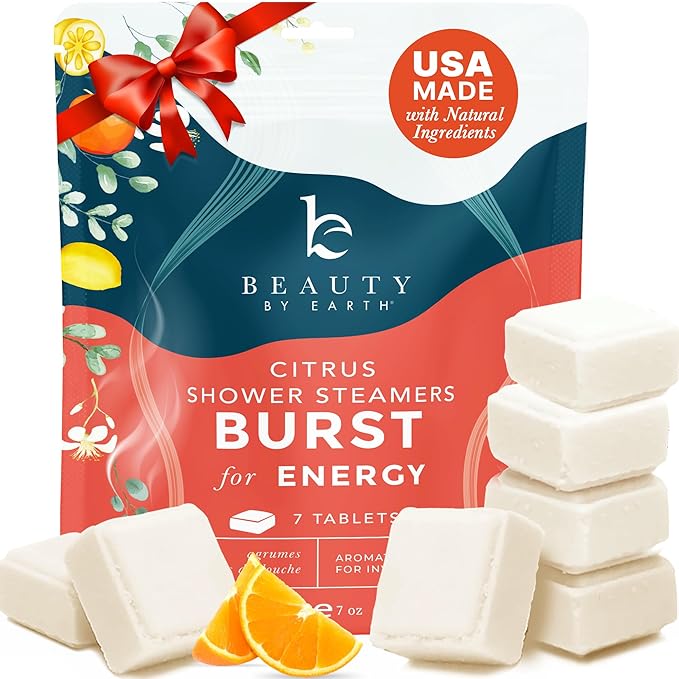 Shower Steamers Aromatherapy - USA Made with Natural Ingredients & Citrus Essential Oil, Mothers Day Gifts, Long Lasting Shower Bombs for Energy Boost, Gift Set for Women & Men, Spa Gifts for Mom