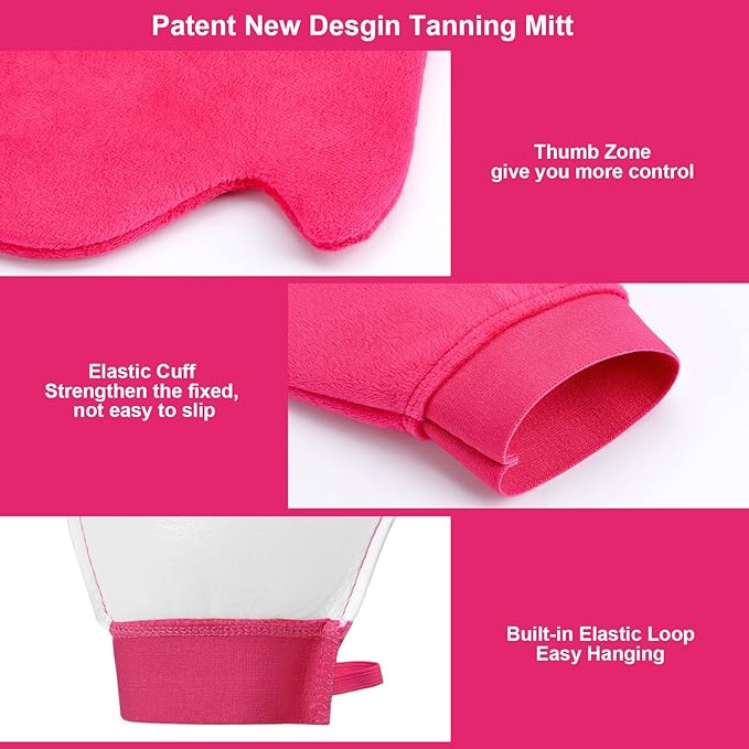Self Tanning Mitt Applicator - 3 in 1 Self Tanner Mitt Applicator, Back Tanning Mitts Self Tanner Mitt Tanning Glove for Self Tan Mitt Applicator Sunless Tanner Mitt Tan Mit Tanning Brush