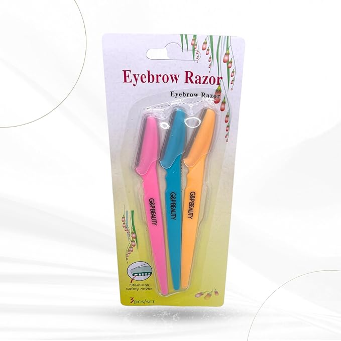 G&P BEAUTY Precision Face & Eyebrow Dermaplaning Kit - 3 Exfoliating Razors with Precision Covers for Women, ideal Gift.