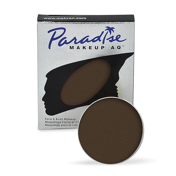 Mehron Makeup Paradise Makeup AQ Refill Size | Stage & Screen, Face & Body Painting, Cosplay, and Halloween | Water Activated Face Paint, Body Paint, Cosplay Makeup .25 oz (7 ml) (DARK BROWN)