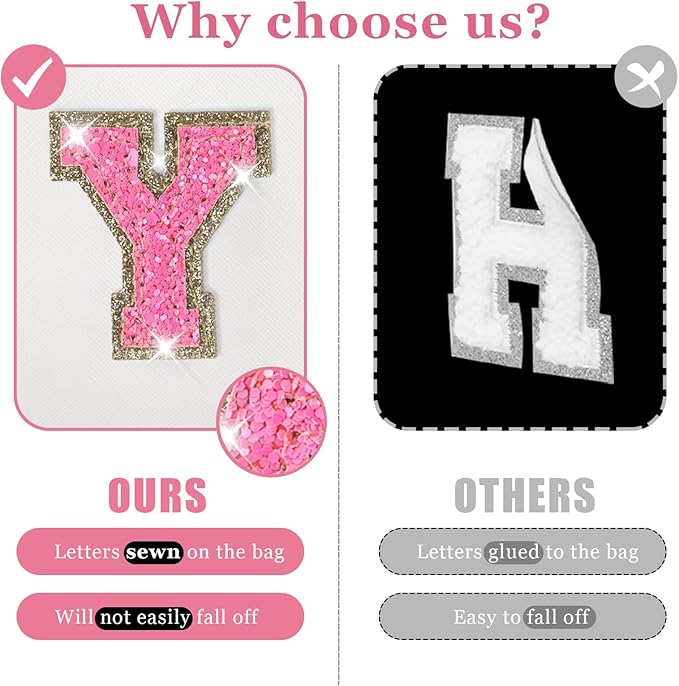 Initial letter patch makeup bag,