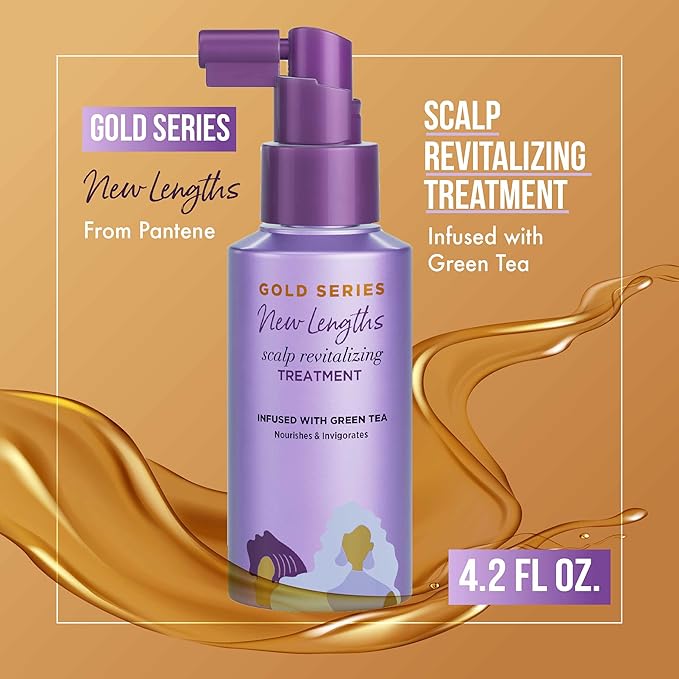 Pantene Gold Series New Lengths Scalp Revitalizing Treatment, 4.2 Fl Oz �� Scalp Treatment Infused with Green Tea, Moisturizes, Strengthens and Protects from the Root for Visibly Longer Hair