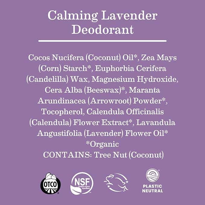 Earth Mama Calming Lavender Deodorant | Safe for Sensitive Skin, Pregnancy and Breastfeeding, Contains Organic Lavender, Calendula and Coconut Oil, No Baking Soda or Aluminum, 2.65-Ounce (2-Pack)