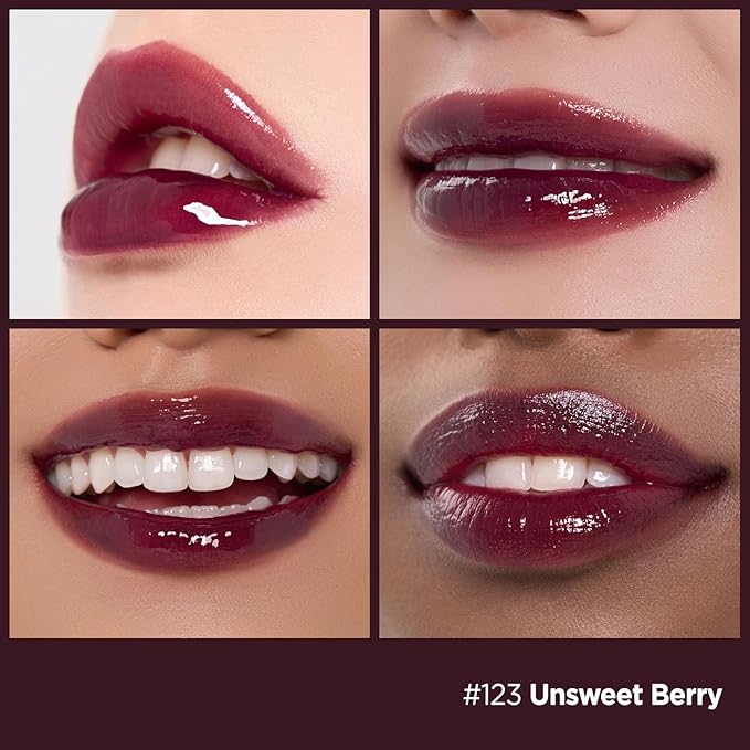 Laka Fruity Glam Tint, 4.5g/0.15 oz., Glowing Lip Stain with Wide Color Spectrum, Hydrating & Lightweight Texture, Long-Lasting Bold Stain, Non-Sticky, Vegan, K-Beauty (#123 Unsweet Berry)