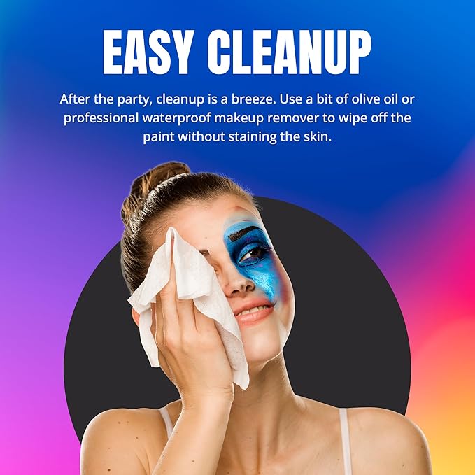 Professional Face Painting Kit - Skin Friendly Face Paint Kit - Cruelty-Free & Vegan Water Based Face Paint Makeup for Theatre, SFX and Halloween- 8 Colors 5g Each - Splashes & Spills (Pearly Colors)