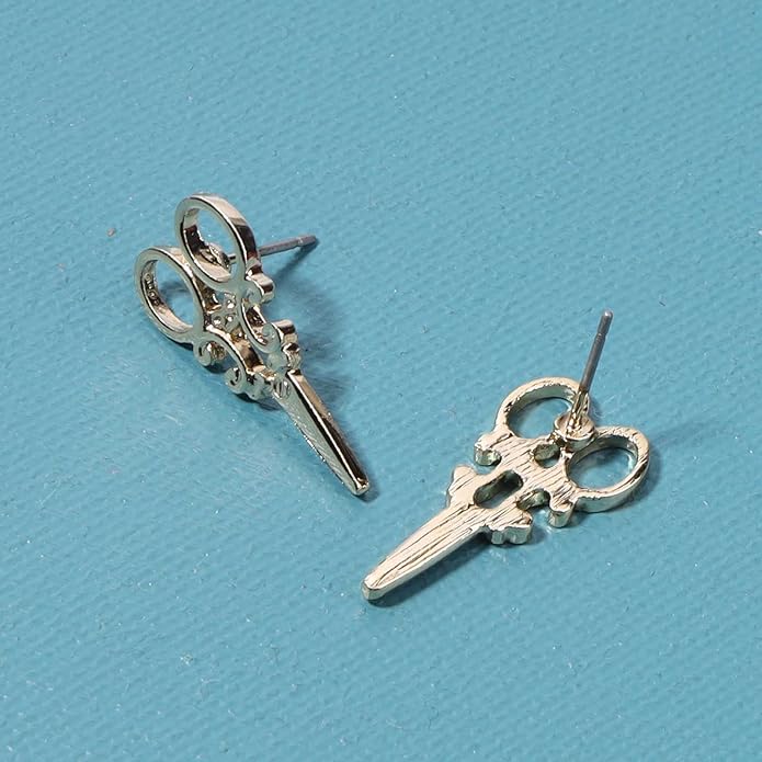 Punk Scissors Stud Earrings Gold Barber Earrings Minimalist Petite Earrings Personalized Earrings for Women and Girls Hair Stylist Gifts