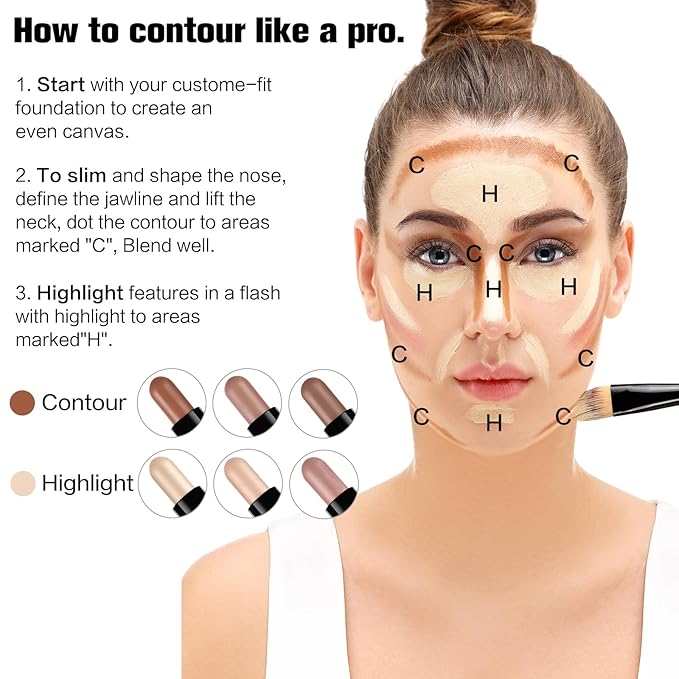 Contour Stick, 4Pcs Dual-Ended Highlighter Makeup Pen & A+Set B)