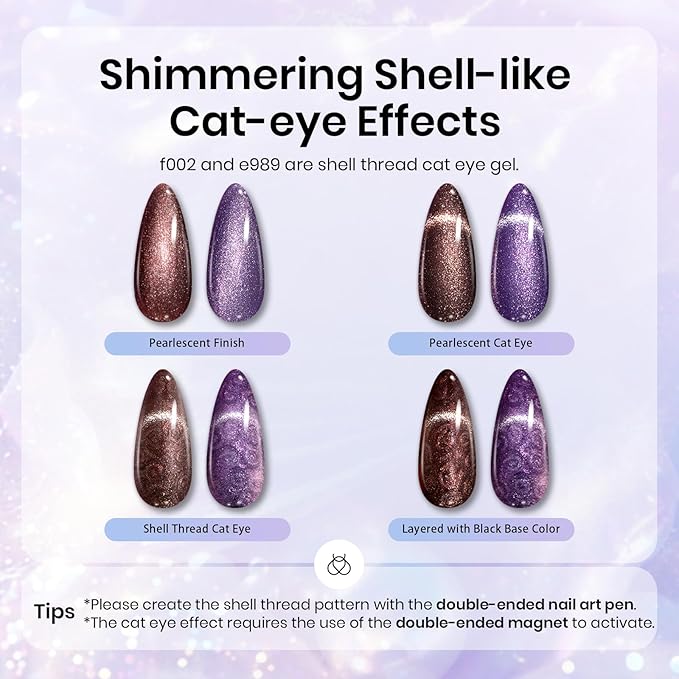 Beetles Pearl Gel Nail Polish Set - Ocean Treasures Gel Polish, 20 Colors Glitter Cat Eye Pink Red Mermaid Swirl Thread Effect Soak off Nail Gel for DIY Manicure Gift for Women