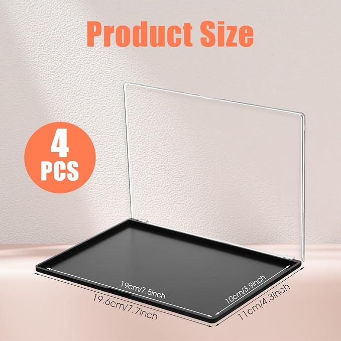 4 Pack Small Magnetic Makeup Palette with Clear Top, Empty Eyeshadow Pan Dispensing Storage Box for DIY Cosmetics Lipstick Blush Powder - 7.7"X4.3"