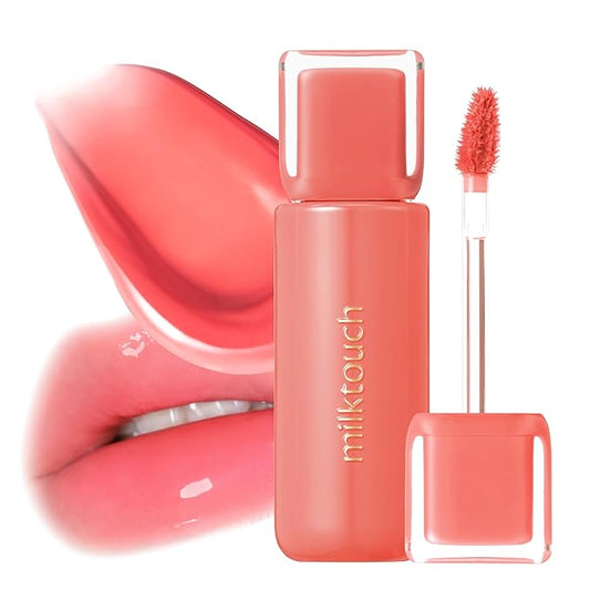 MILKTOUCH Jelly Fit Lip Tint (01 New Peach Bear) with Cooling Plumping Effect and Water-Based Non-Sticky Texture | Long Lasting Korean Beauty Lipstain Tinted Gloss Oil Brown K Makeup