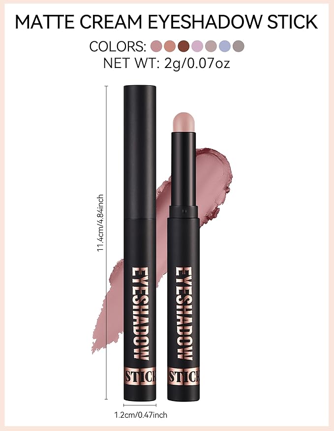 Erinde Waterproof Cream Eyeshadow Stick, Matte Nude Eye Shadow Sticks, Longwear Blendable High Pigmented, Neutral Eye Shadow Sticks Matte for Older Eyes, Smokey Eyeshadow Pencil Crayon, 12 Warm Brown