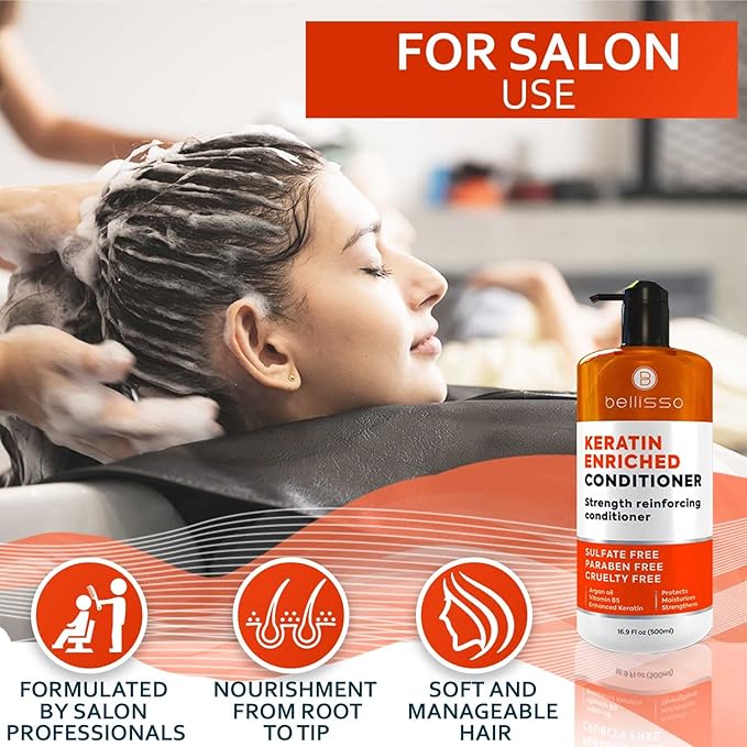 Keratin Conditioner – Sulfate and Paraben Free Deep Treatment for Dry, Damaged Hair - Salon Formula - For Curly, Color Treated, Straight and Frizzy Hair – for Women and Men to Repair Split Ends