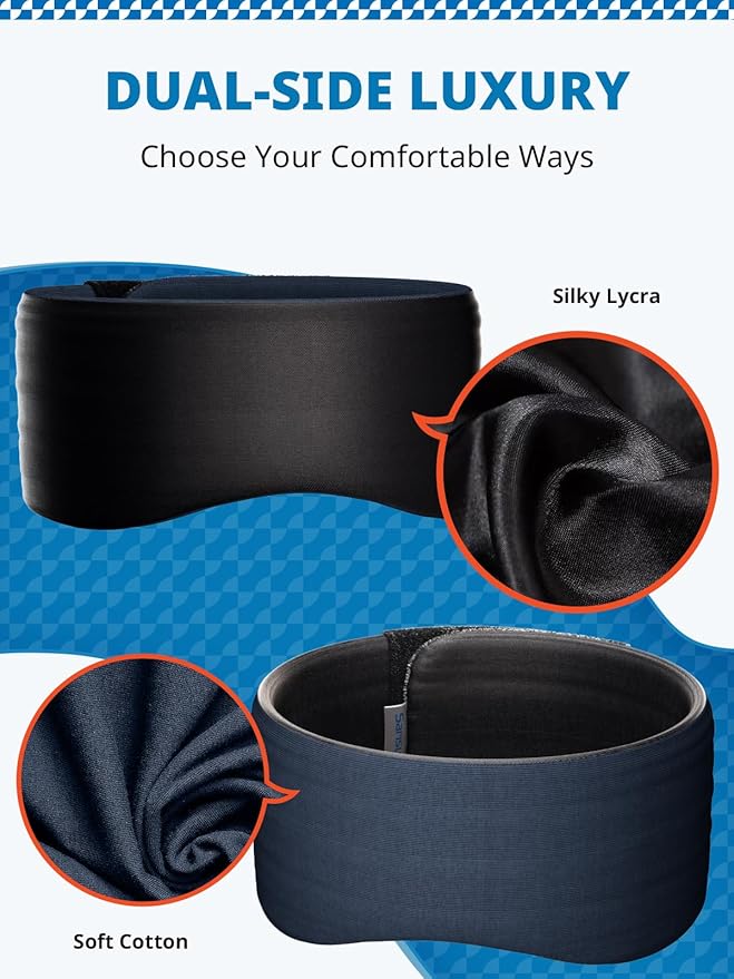 Sleep Mask, Eye Mask for Sleeping, Upgrade Ultra-Soft Blackout Eye Cover for Women Men, Wider Adjustable Strap for Side Sleeper, Travel, Nap, Yoga, Relief Eye, Black