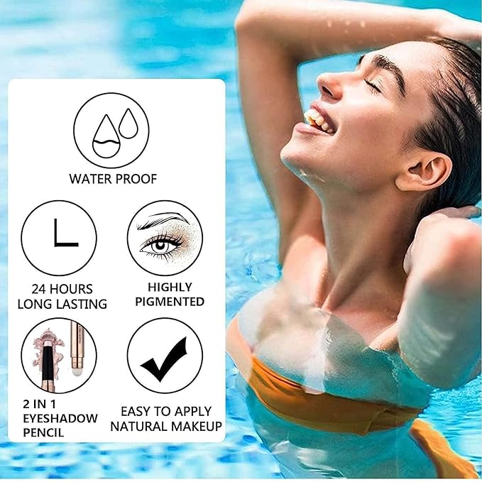 Moon Silver Eyeshadow Stick And Sponge Makeup Brush Cream Shimmer Smooth Shadow Pencil Eyeliner Long Lasting Waterproof Eye Shadow Highlighter Stick Hypoallergenic Multi-Dimensional Eyes Look ( # 10)