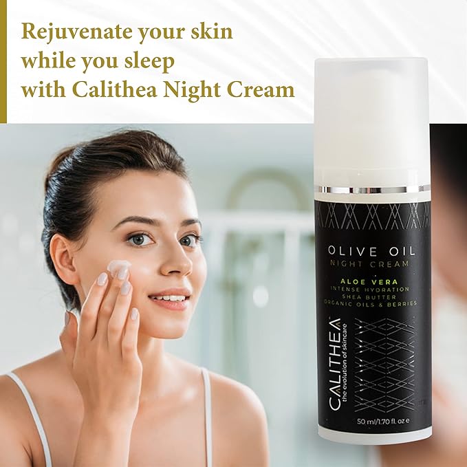 Calithea Night Cream - Moisturizing & Hydrating Face Repair Cream - Night Facial Moisturizer with Shea Butter, Elderberry, Argan Oil - Antioxidant-Rich Skin Night Cream
