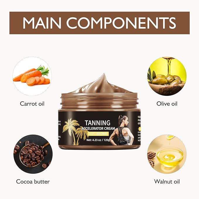 Tanning Accelerator Cream Tan Lotion, Tanning Gel Shine Brown Tanning Cream Natural Brown Tanning Lotion Effective in Sunbeds & Outdoor Sun Luxury Intensive Tanning Cream Tanning Accelerator Outdoor