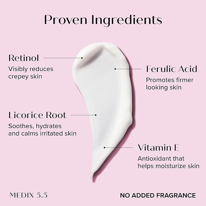 MEDIX Fragrance Free Retinol Body Lotion Crepey Skin Care Treatment | Anti Aging Body Lotion & Face Moisturizer | Firming Retinol Cream For Face Targets Loose Crepe Skin, Wrinkles, & Fine Lines, 2PC