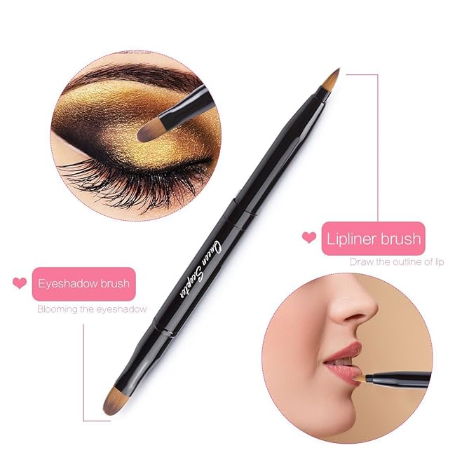 Retractable Lip Brush Concealer Makeup Dual End Travel Size Lipstick Brush With Cap