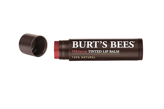 Burt's Bees 100% Natural Tinted Lip Balm, Hibiscus with Shea Butter & Botanical Waxes – 1 Tube