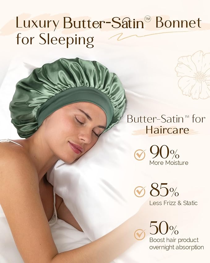 YANIBEST Silk Bonnet for Sleeping Women, Double Layer Hair Satin Bonnets with Elastic Band, Sleep Cap Curly Natural Hair
