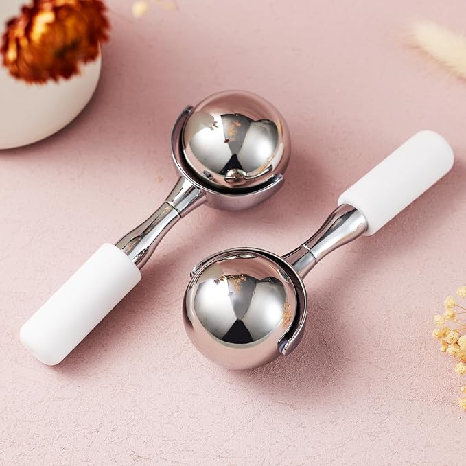 Cryo Sticks 360 Rotating Unbreakable Steel Ice Globes - Facial Skin Care Tools for Women - Ice Roller for Face & Eyes