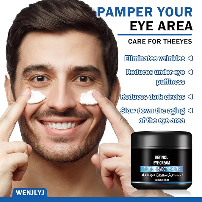 Men's Eye Cream,Hydrating Eye Cream for Men,Smooth Under Eye Cream for Dark Circles and Puffiness,Moisturizing Eye Cream Reduce Wrinkles Fine Lines & Firm Skin