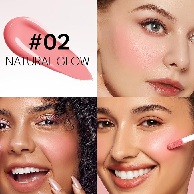 Liquid Cream Blush Stick Makeup for Cheeks | Build-in Brush - Application & Blending in One #L001 + #L002